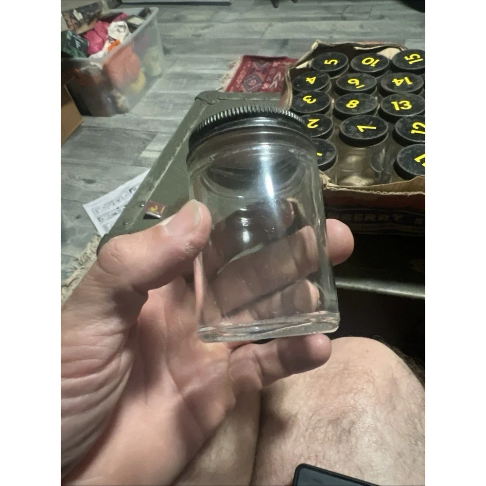 20 Small Glass Sample Jars w/ Black Screw Lids –Numbered Top –Craft Storage